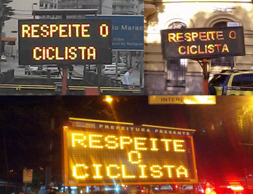 Montagem respeite o ciclista